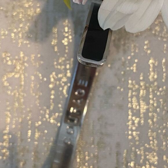 RUSTIC CUFF BLACK W/SILVER TRIM BRACELET. Inscribed “Courage” on inside. EUC! - Picture 3 of 8